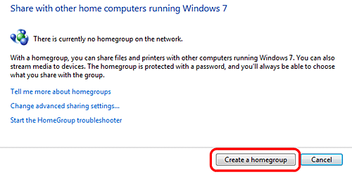 Windows 7 Create Homegroup